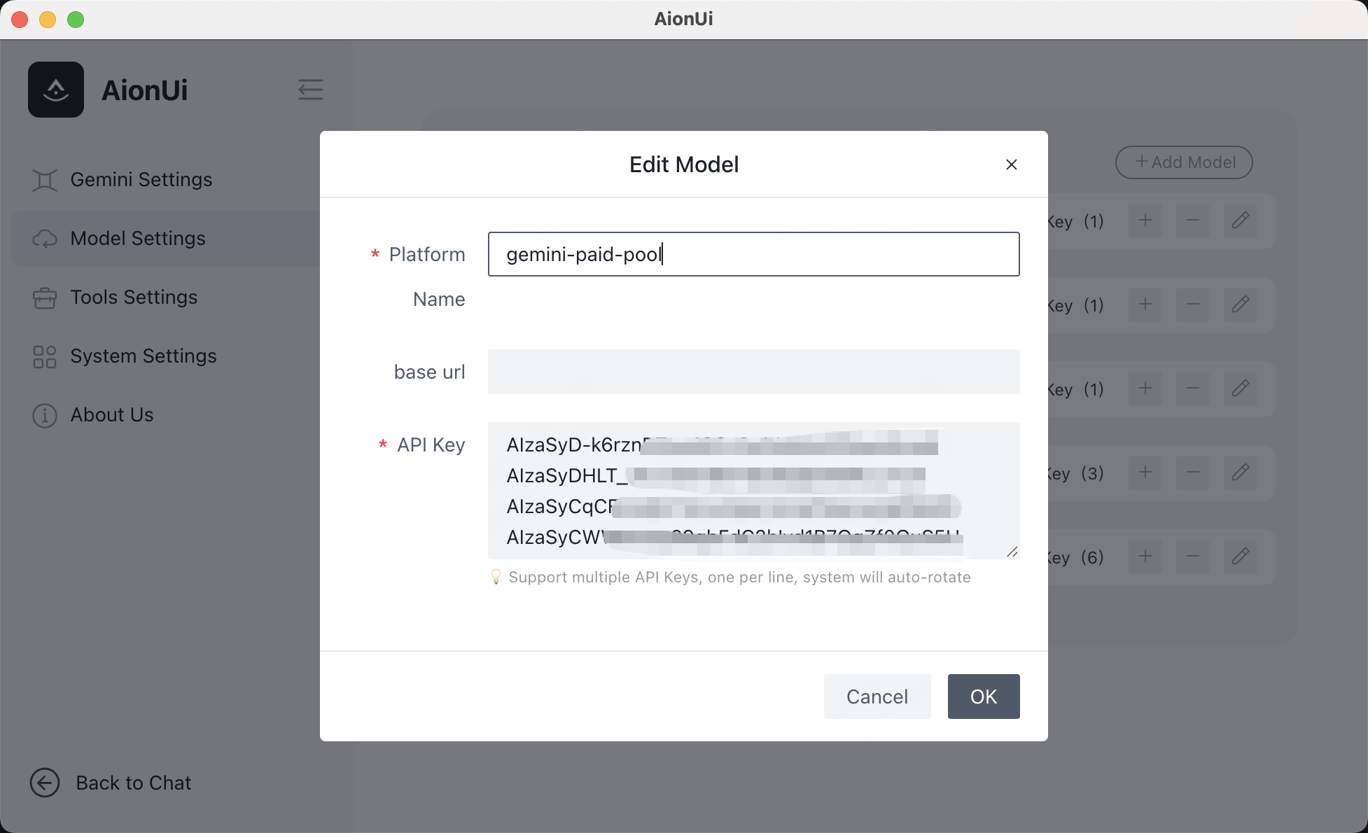 Mehrere API-Schlüssel für automatische Rotation
